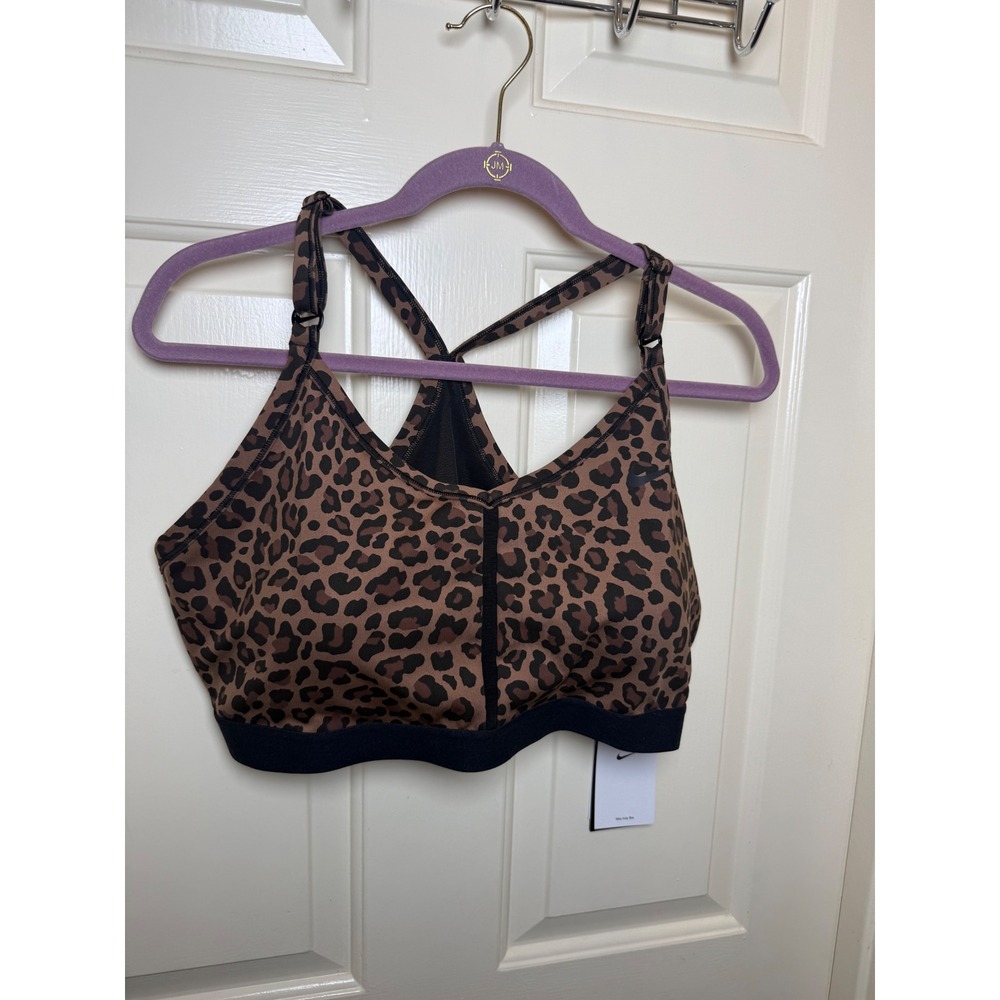 Nike Indy Sports Bra Leopard Print Brown Black Dri-FIT Plus Size Active